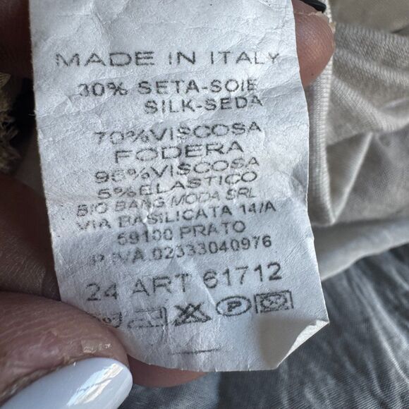 Italian 70% Silk Crinkle Tiered M Made in Italy Boho Asymmetrical Hem Lagenlook - Picture 8 of 10